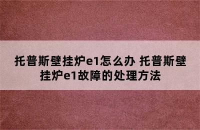 托普斯壁挂炉e1怎么办 托普斯壁挂炉e1故障的处理方法